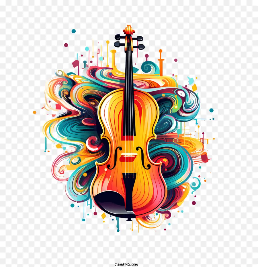 Dia Del Violin，Violín Colorido PNG