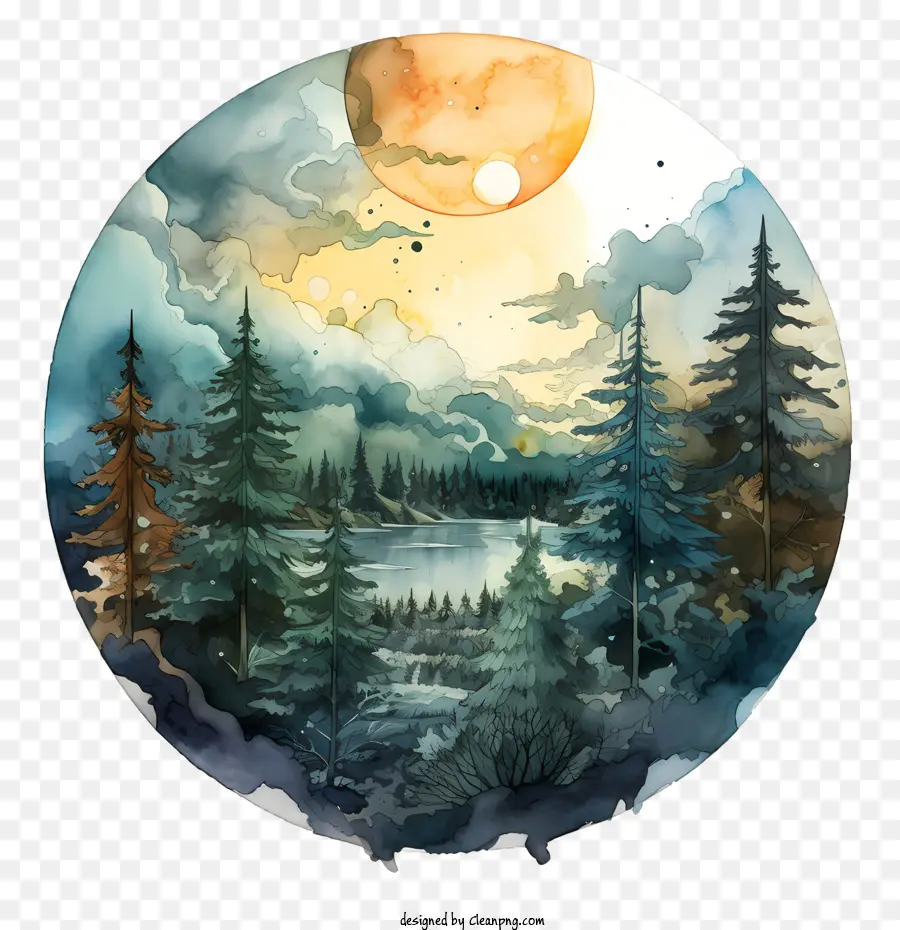 Solsticio De Diciembre，Pintura De Paisaje PNG