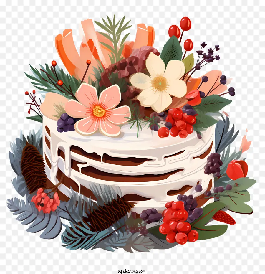 Pastel De Navidad，Pastel De Imgbakery Con Flores PNG