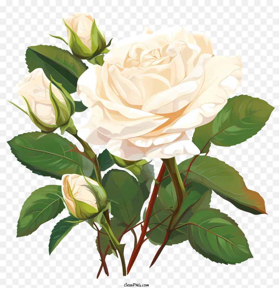 Flor Rosa Blanca，Rosas PNG