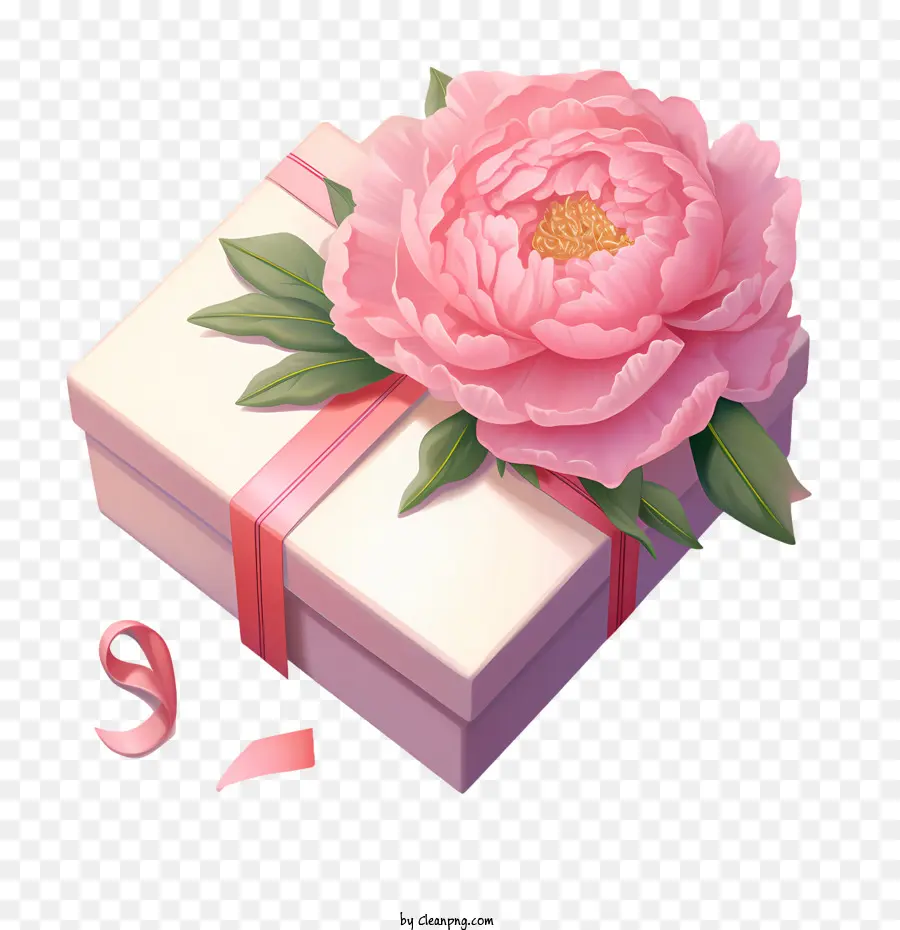 Caja De Regalo Rosa，Caja De Regalo Con Flor PNG