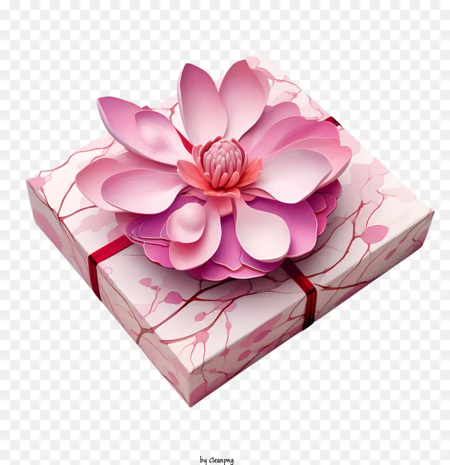 Caja De Regalo Rosa，Flor PNG