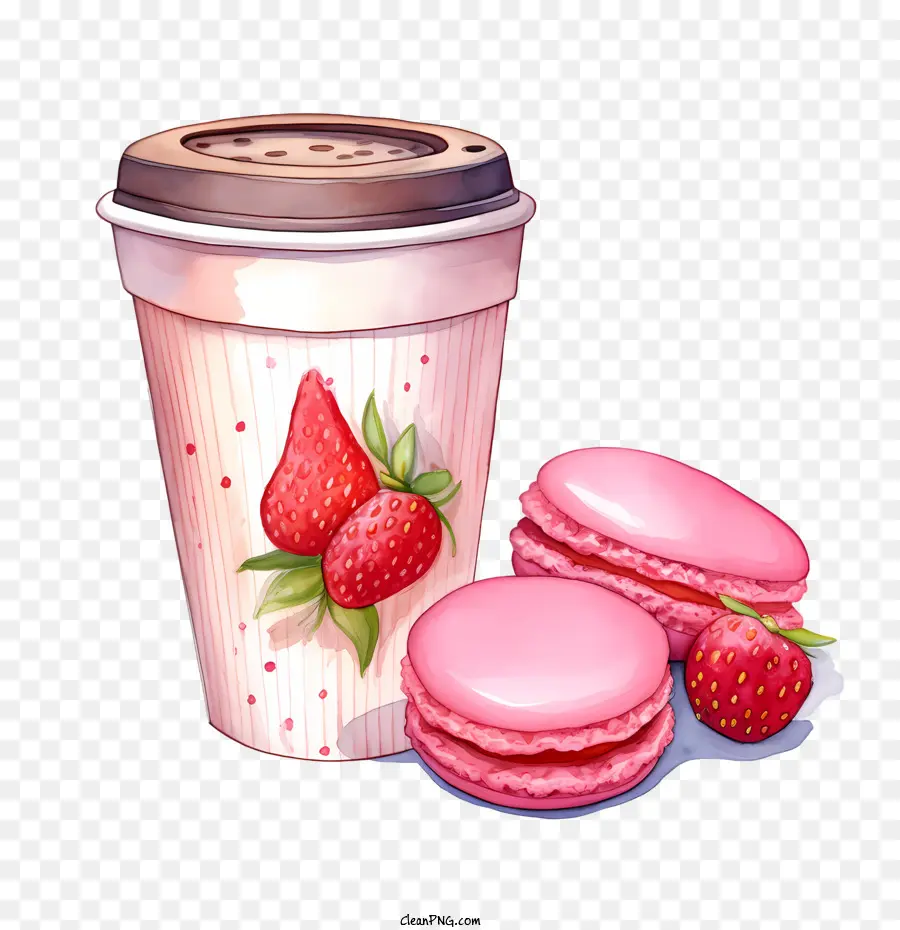 Macaroon Día，Fresa PNG