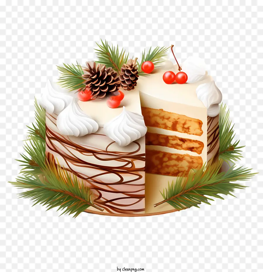 Pastel De Navidad，Conos De Pino PNG