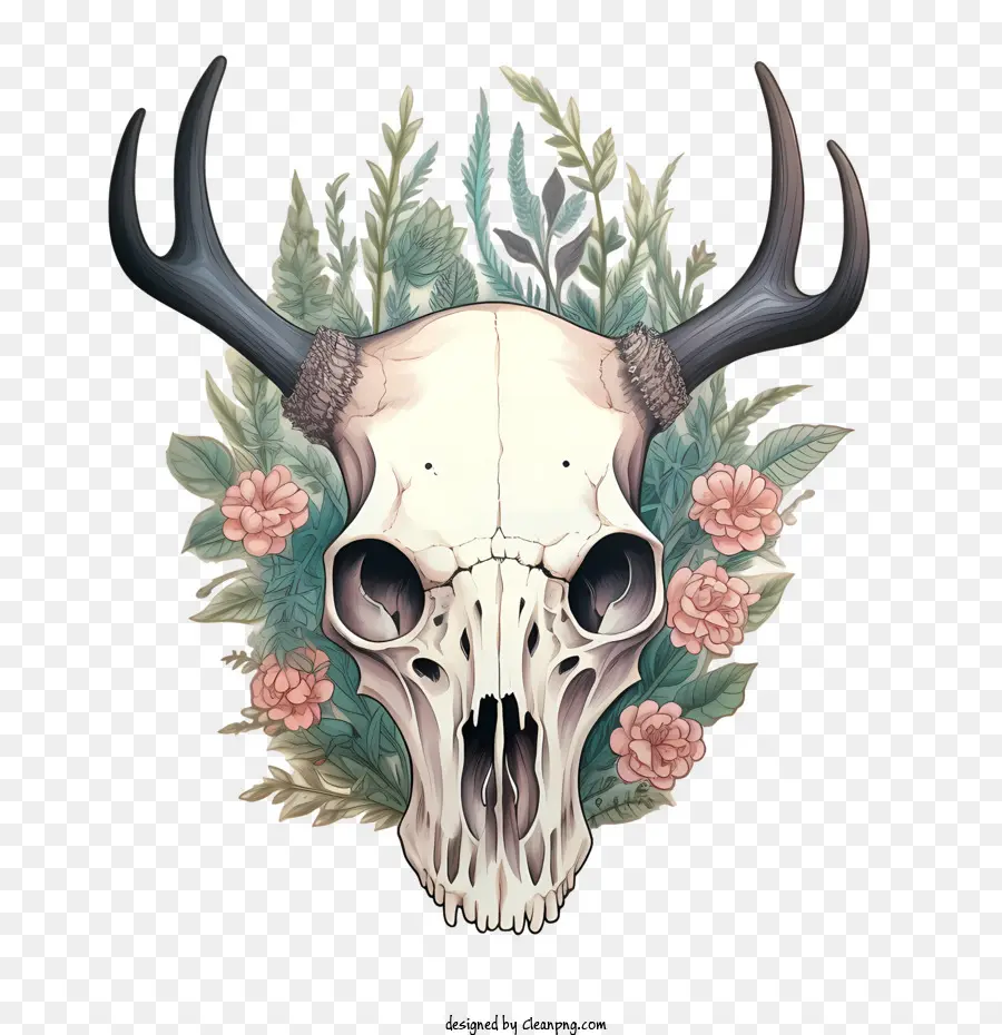 Cráneo De Ciervo，Calavera Con Flores PNG