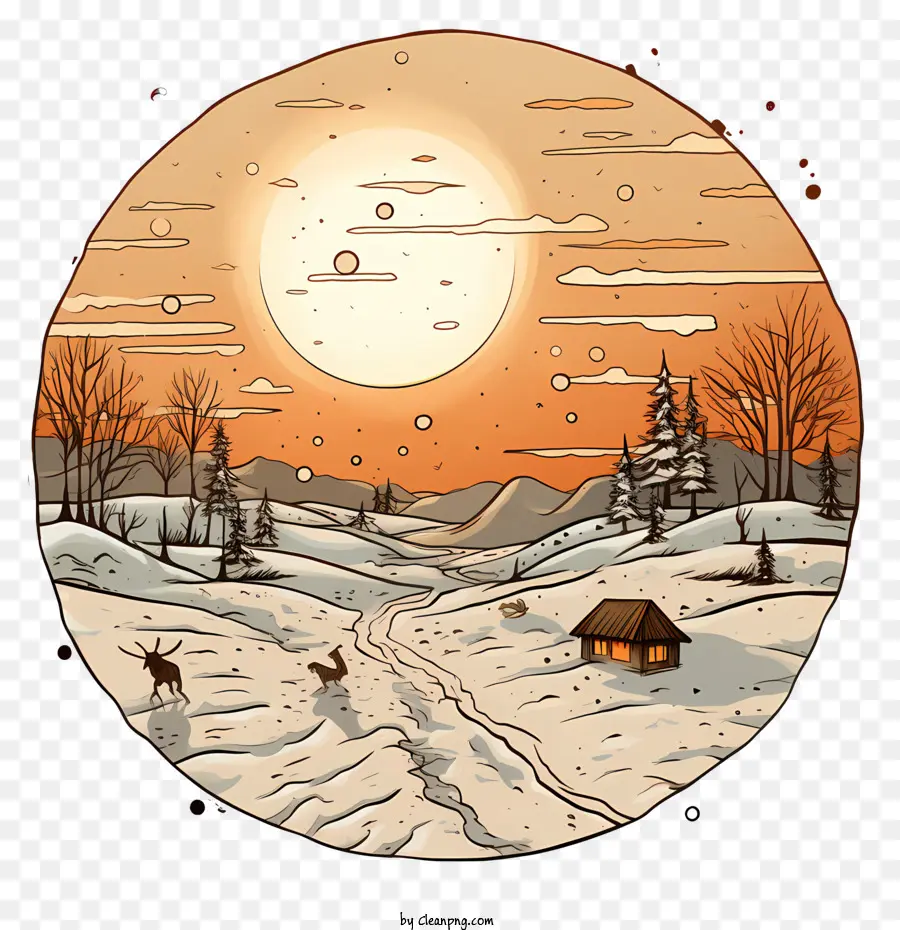 Solsticio De Diciembre，Paisaje De Invierno PNG