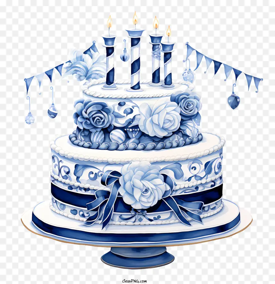 Cumpleaños De La Marina，Pastel Azul Y Blanco PNG