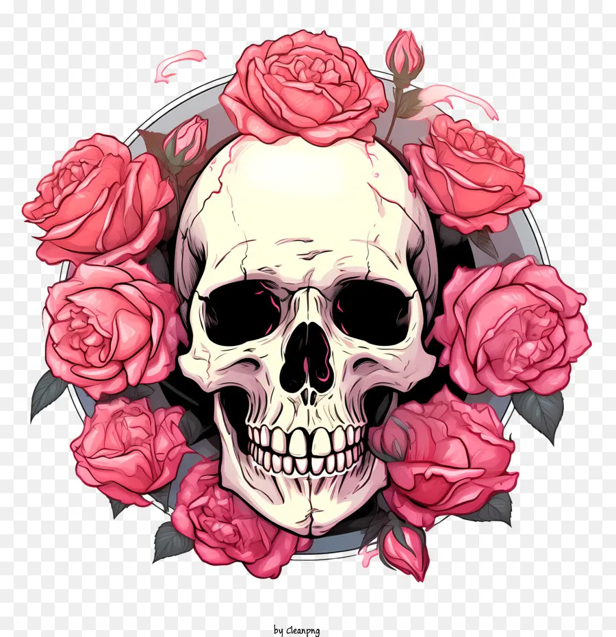 Rosa Calavera，Calavera Decorada PNG