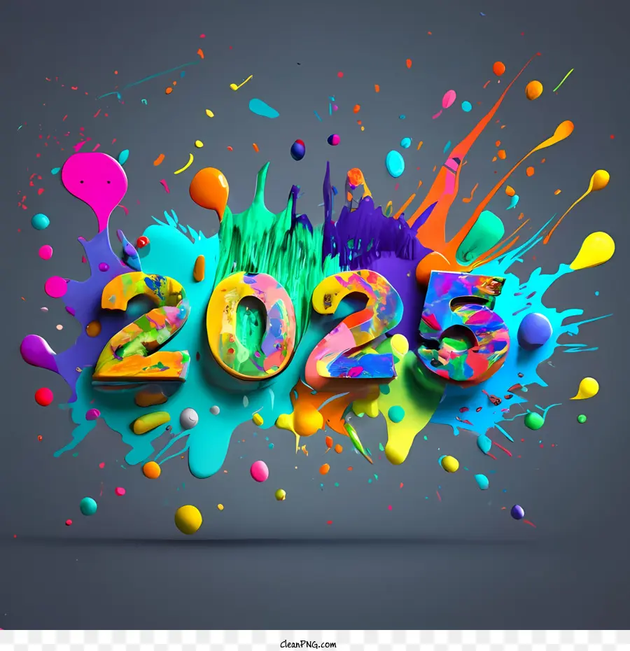 2025 Feliz Año Nuevo，2025 Word Art PNG