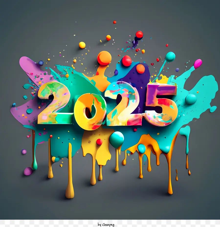 2025 Feliz Año Nuevo，2025 Arte De Palabras PNG