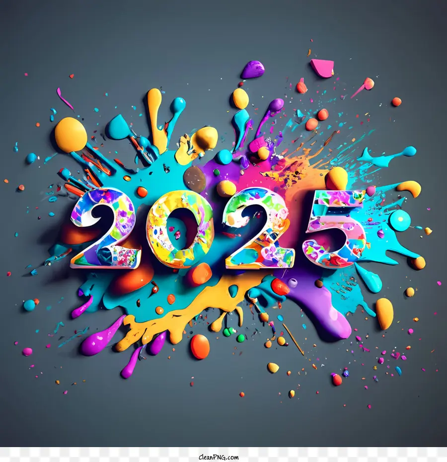 2025 Feliz Año Nuevo，2025 Word Art PNG