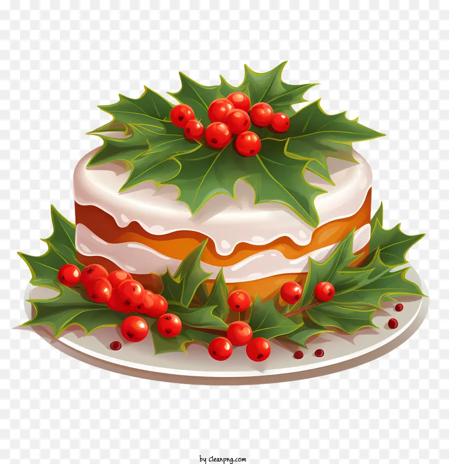 Pastel De Navidad，Bayas De Acebo PNG