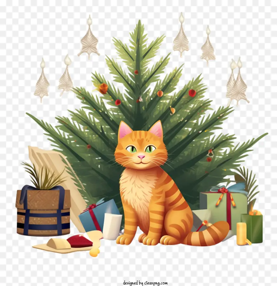 Gato De Navidad，Gato PNG