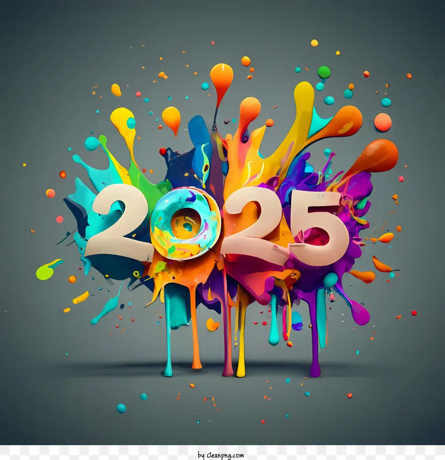 2025 Feliz Año Nuevo，2025 Word Art PNG