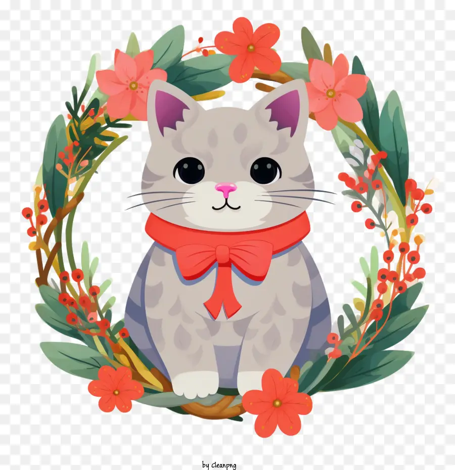 Gato De Navidad，Lindo Gato PNG