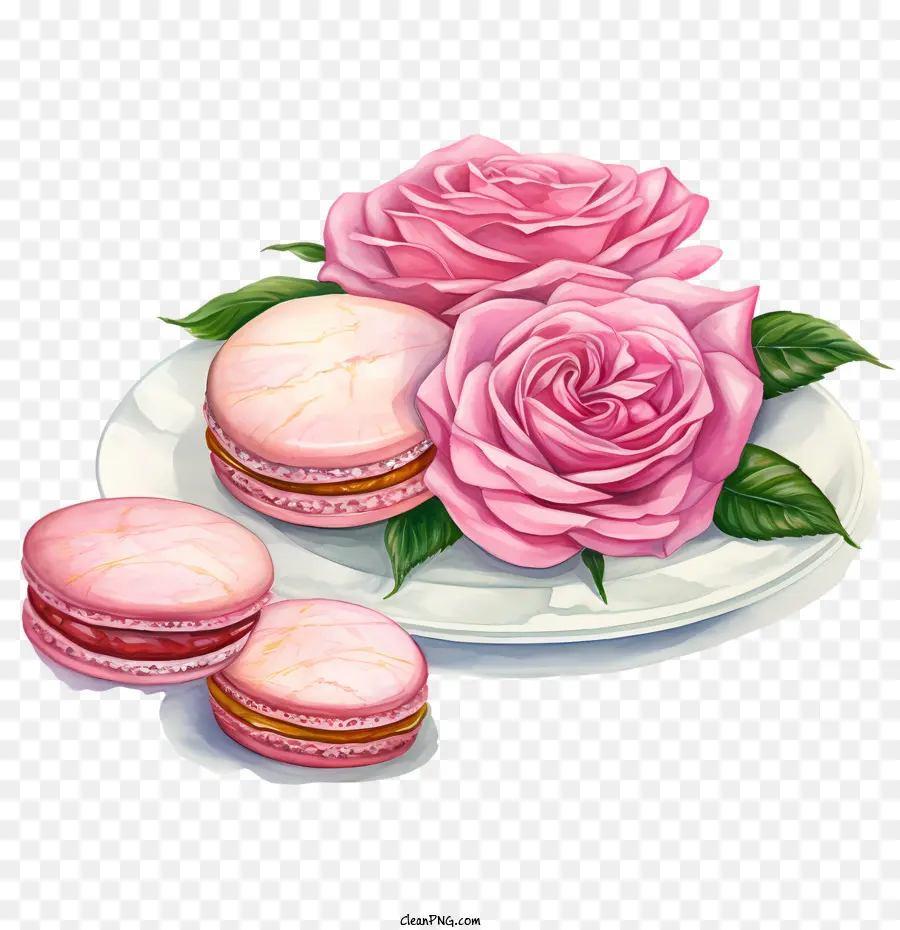 Macaroon Día，Rosas De Color Rosa PNG