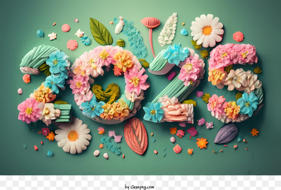 2025 Feliz Año Nuevo, Cumpleaños, Flores imagen png imagen