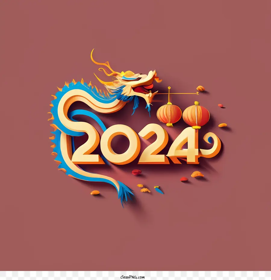 2024 Feliz Año Nuevo，Dragón PNG