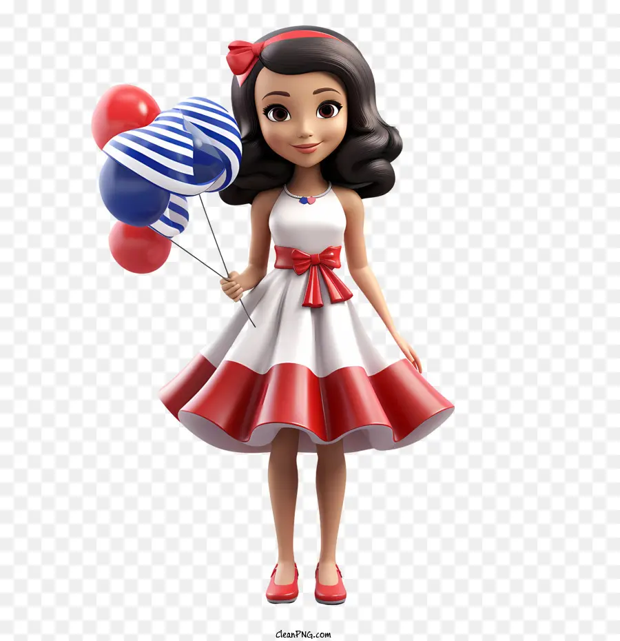 Día De La Independencia De Costa Rica，Chica Animada Con Globos PNG