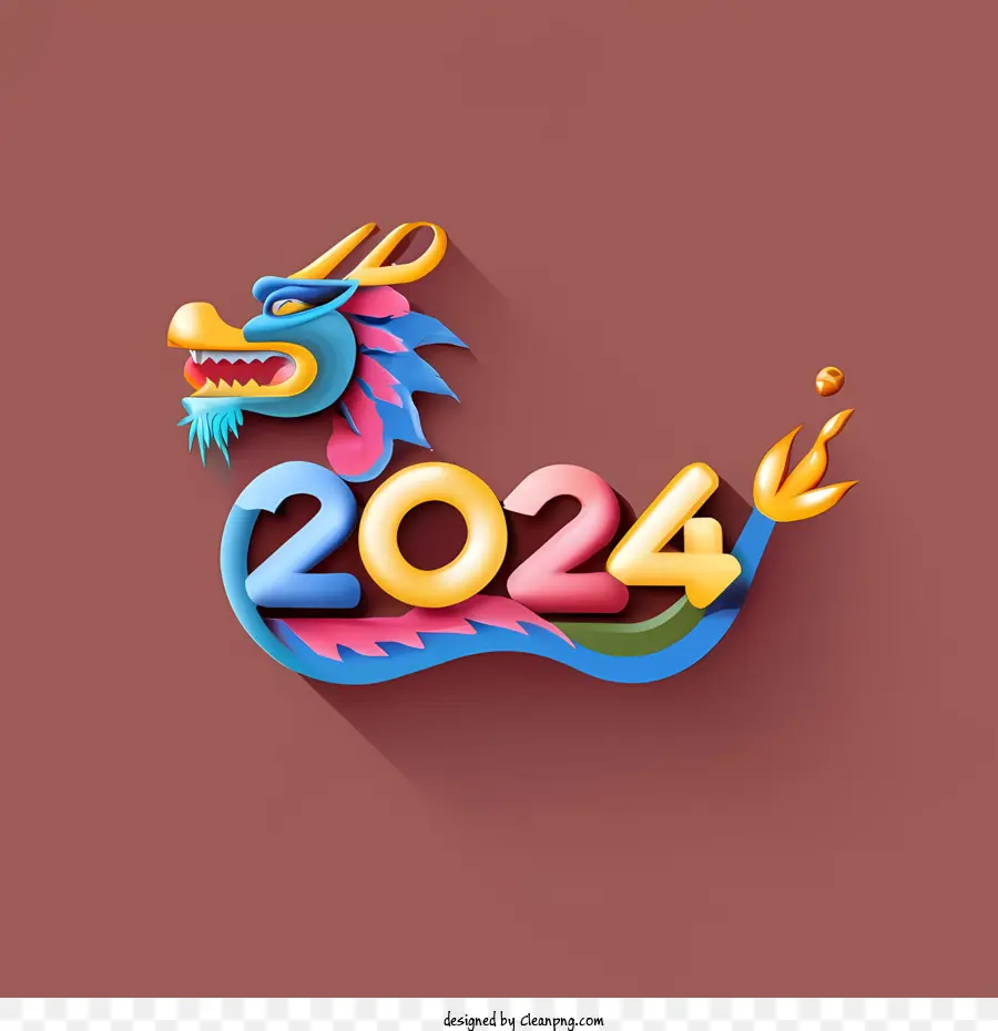 2024 Feliz Año Nuevo，Morado PNG