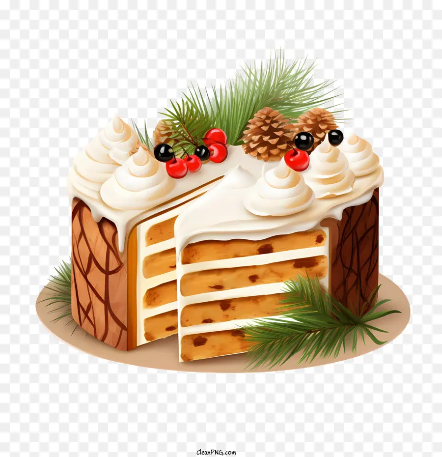 Pastel De Navidad，Conos De Pino PNG