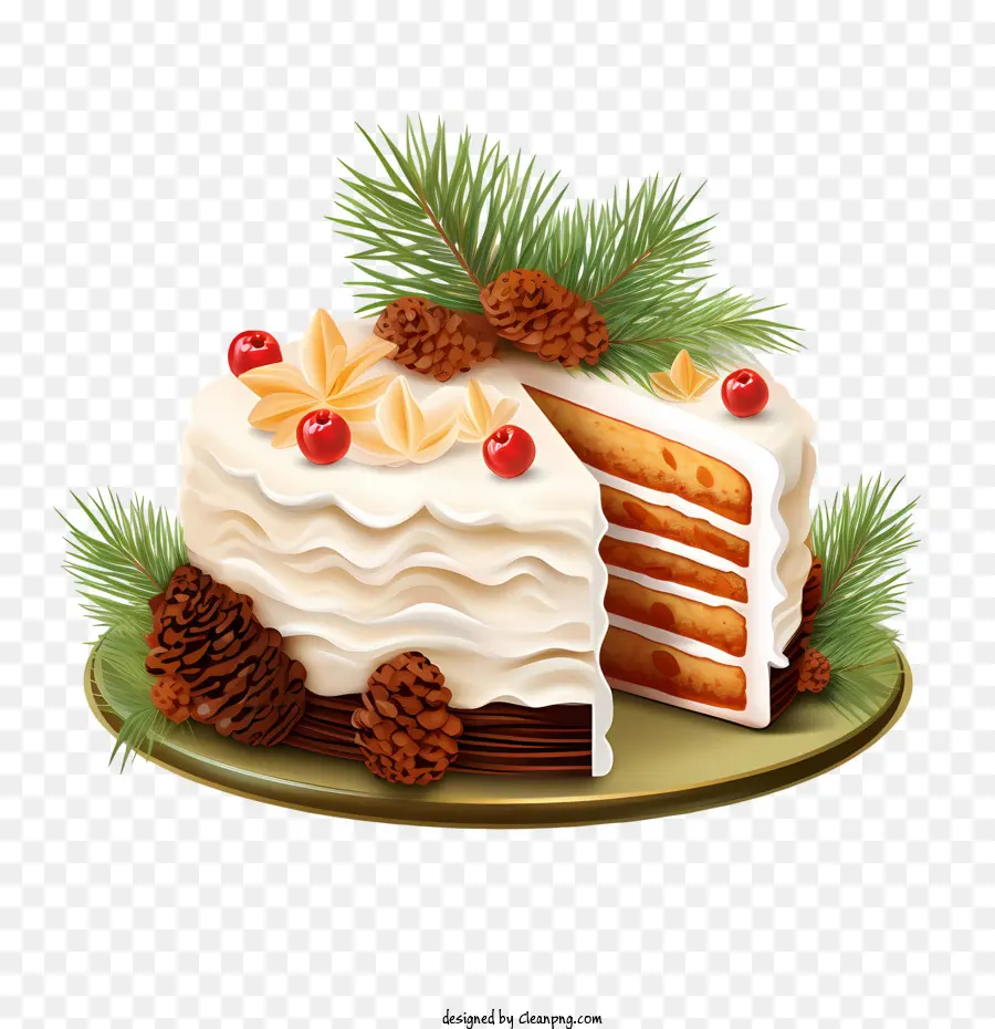 Pastel De Navidad，Conos De Pino PNG