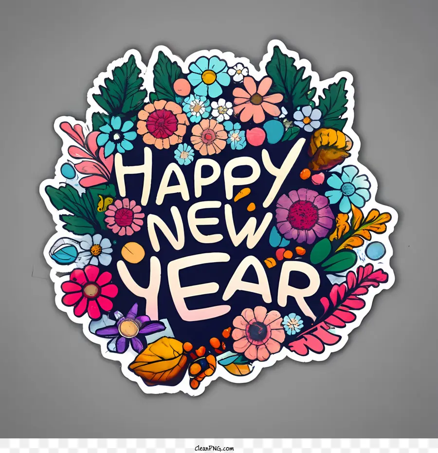 Feliz Año Nuevo，Flores PNG