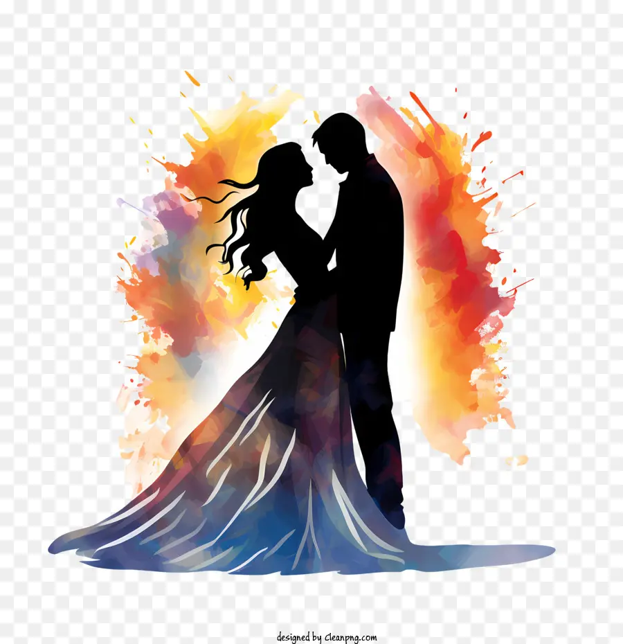 Pareja De Novios Silueta，La Boda PNG