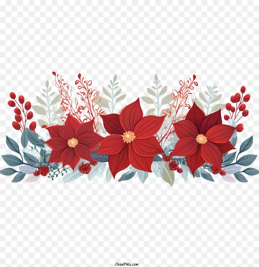 Borde De Flor De Pascua，Flores Rojas PNG