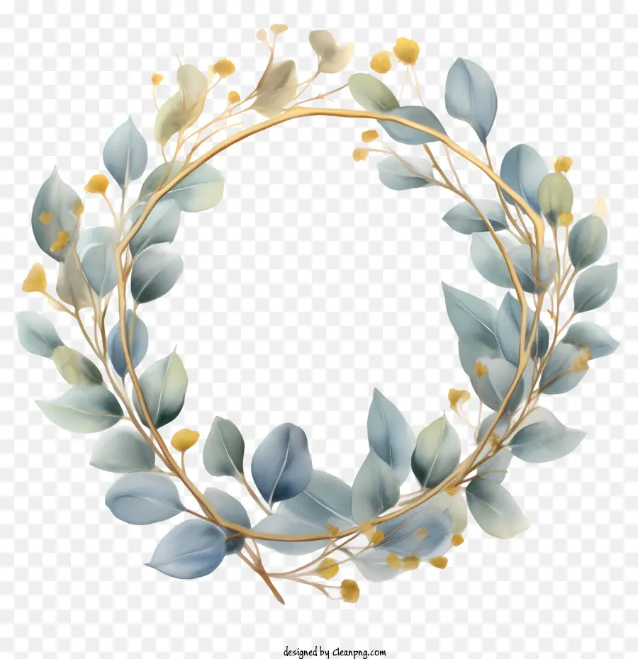 Corona De Eucalipto，Corona Floral Dorada PNG