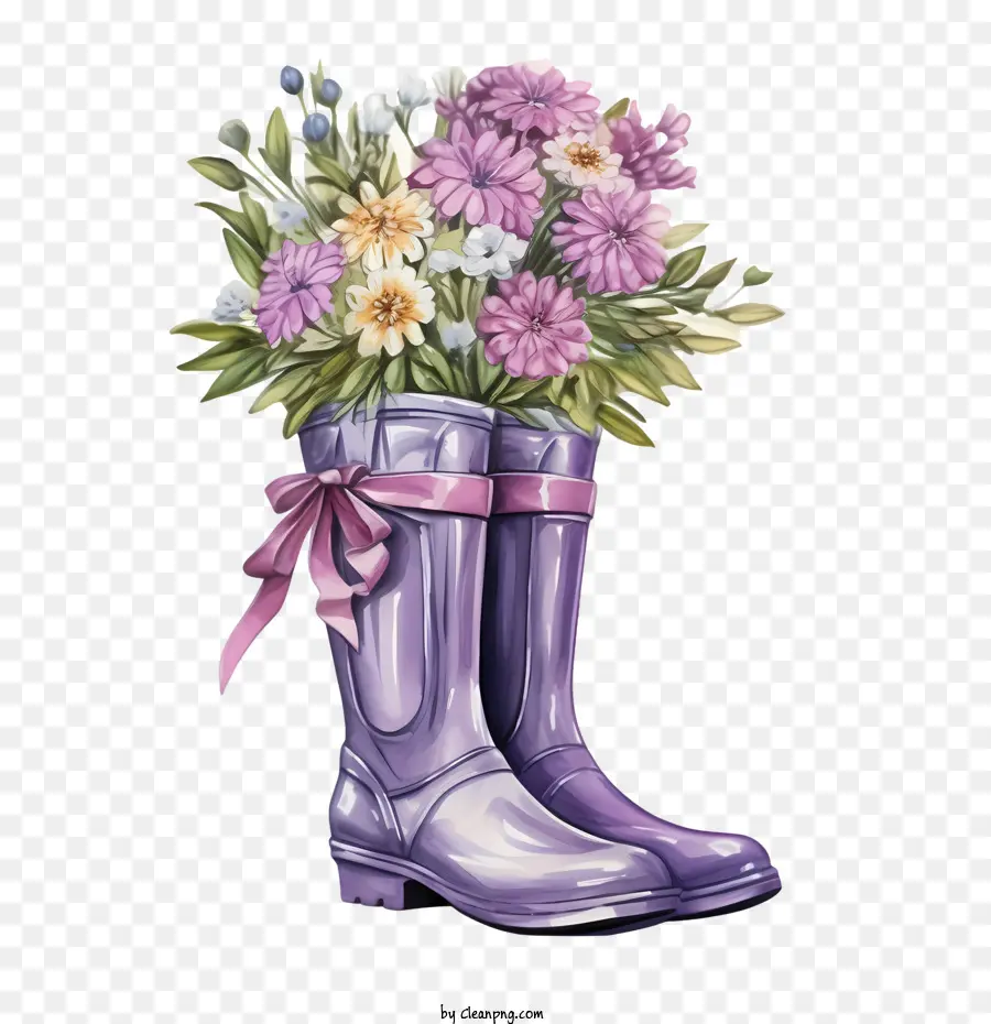 Botas De Goma，Botas Rosas Con Flores PNG