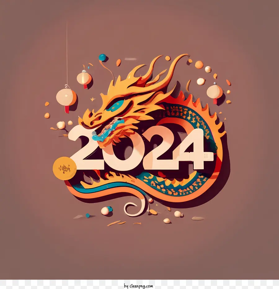 2024 Feliz Año Nuevo，Dragón 2024 PNG