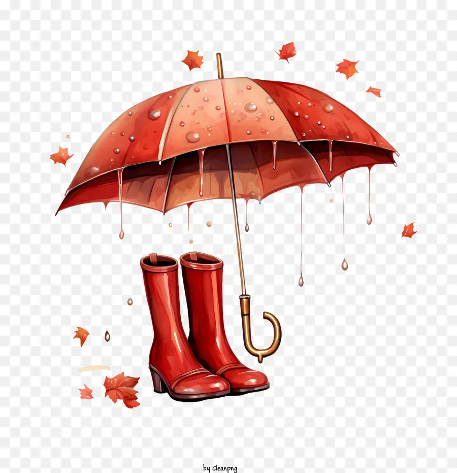 Lluvia De Otoño，Botas Rojas PNG