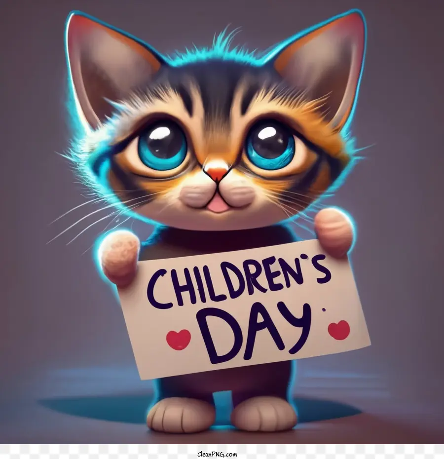 Feliz Dia Del Niño，Gatito Con Cartel PNG