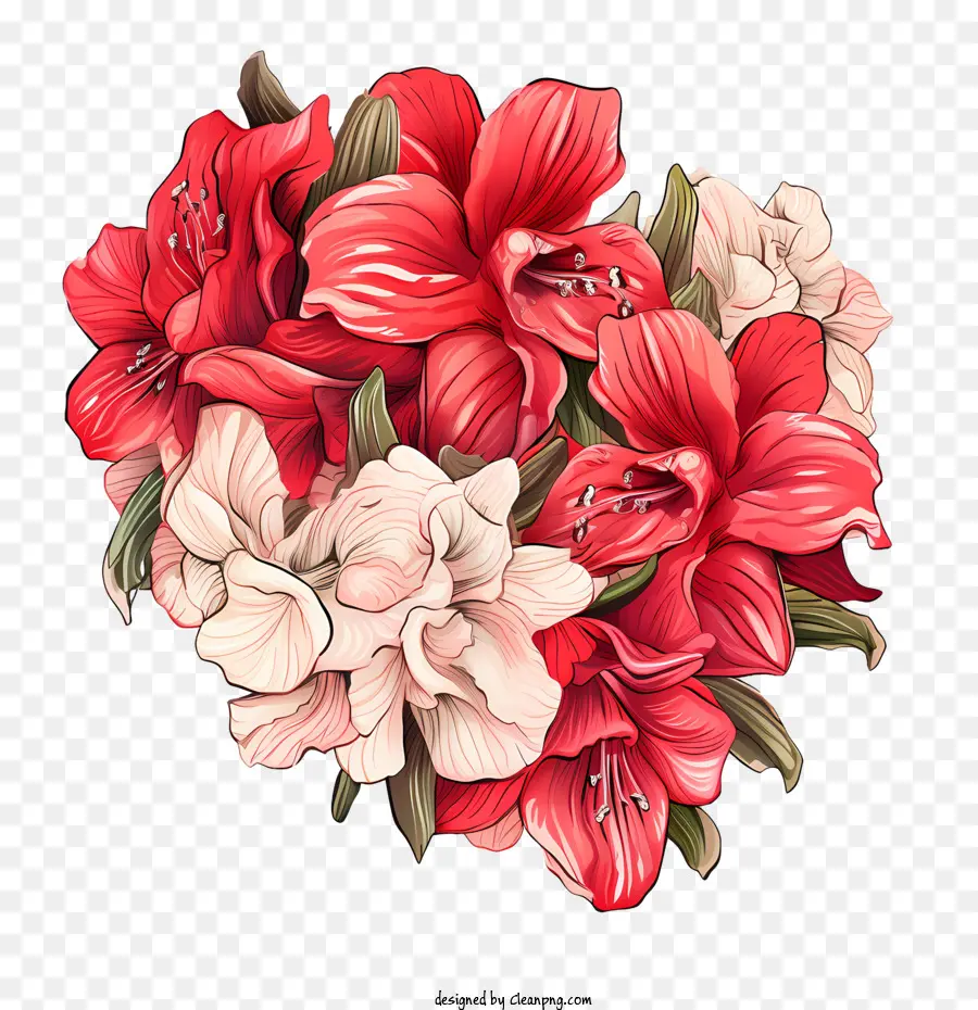 Flor De Amarilis，Flores Rojas Y Blancas PNG