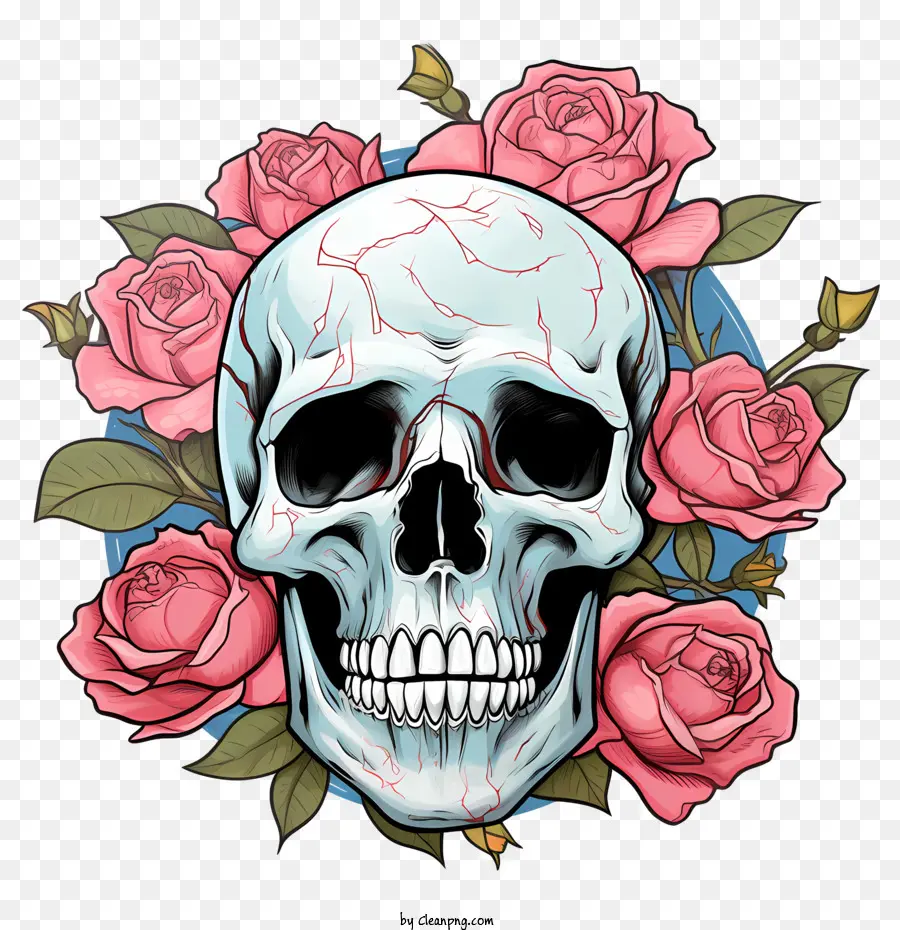 Cráneo，Rosas PNG
