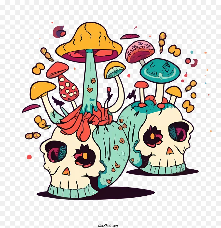 Hongos Calavera，Calaveras Con Setas PNG