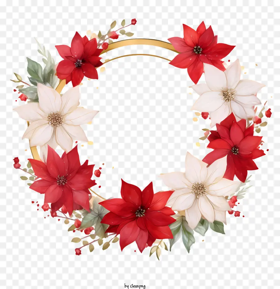 Corona De Flores De Poinsettia，Acebo PNG