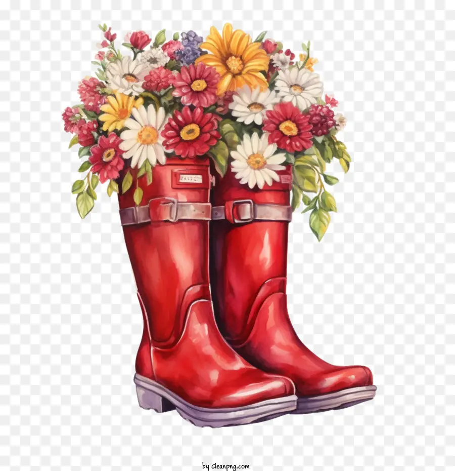 Botas De Goma，Botas Rosas Con Flores PNG