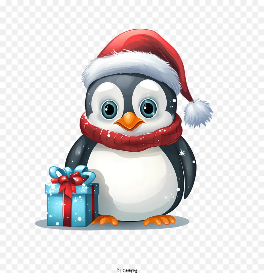 Pingüino De Navidad，Pingüino Con Gorro De Papá Noel PNG