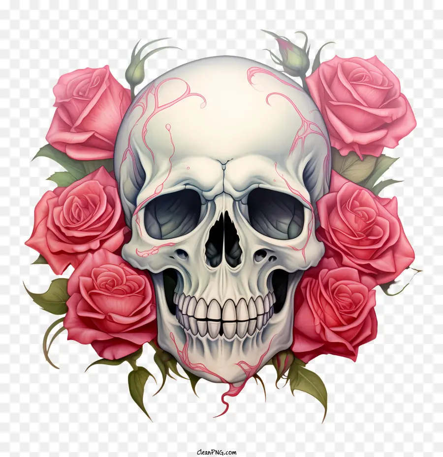 Rosa Calavera，Calavera Con Flores PNG