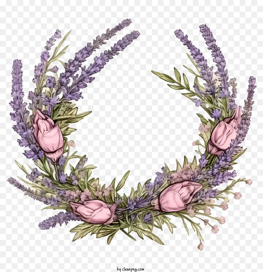 Corona De Flores De Lavanda，Lavanda PNG