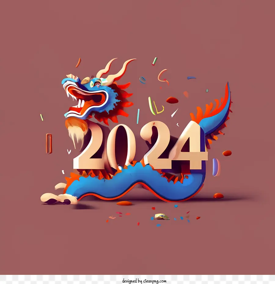 2024 Feliz Año Nuevo，Dragón PNG