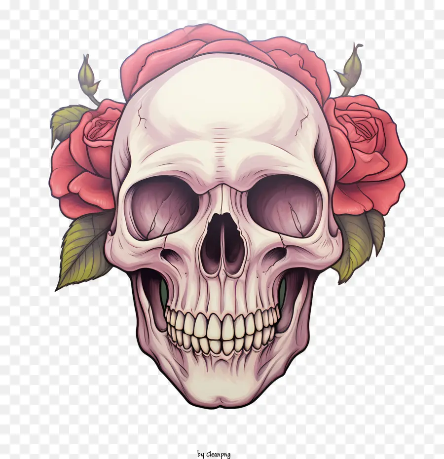 Rosa Calavera，Calavera Decorada PNG