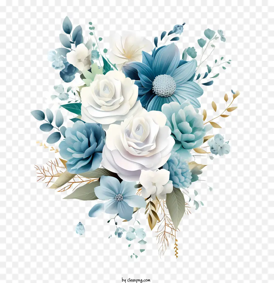 Arte Floral De Bodas，Azul PNG