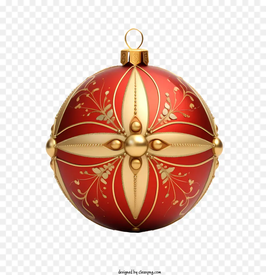 Bola De Navidad，Adorno Rojo Y Dorado PNG