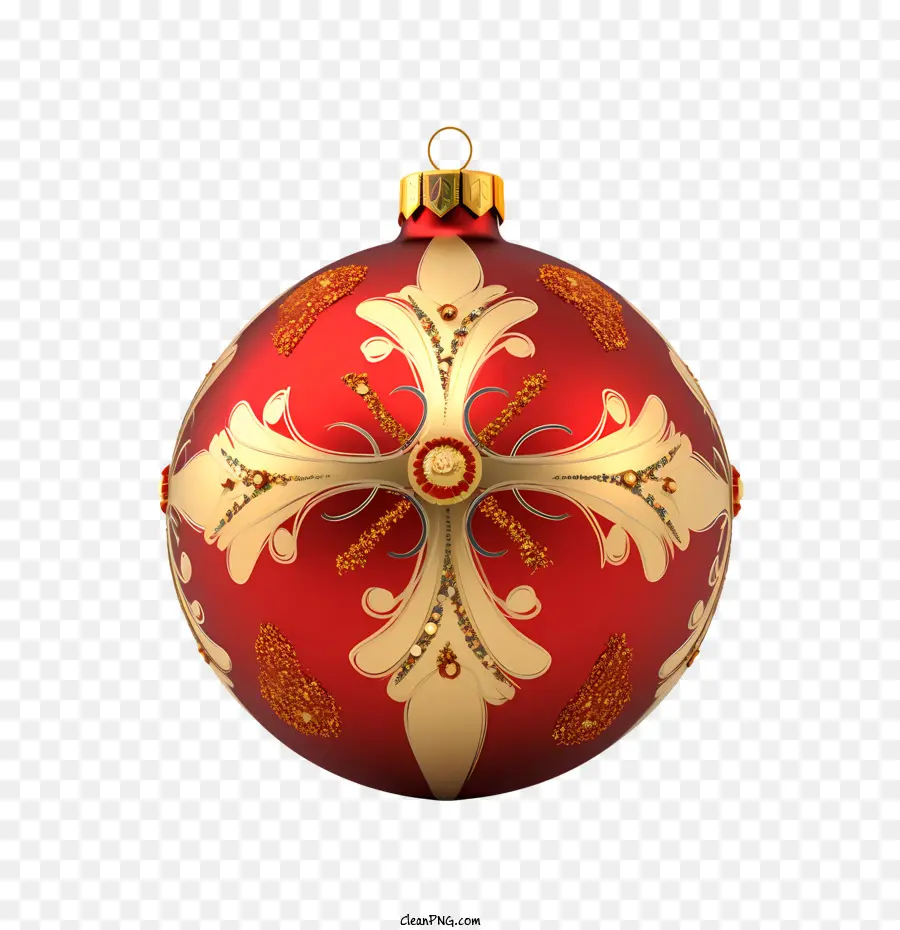 Bola De Navidad，Adorno Rojo Y Dorado PNG