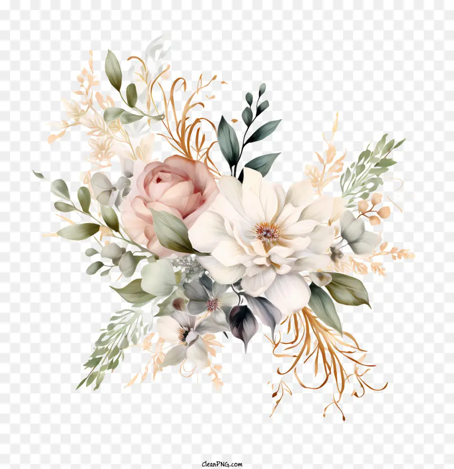 Arte Floral De Bodas，Blanco PNG