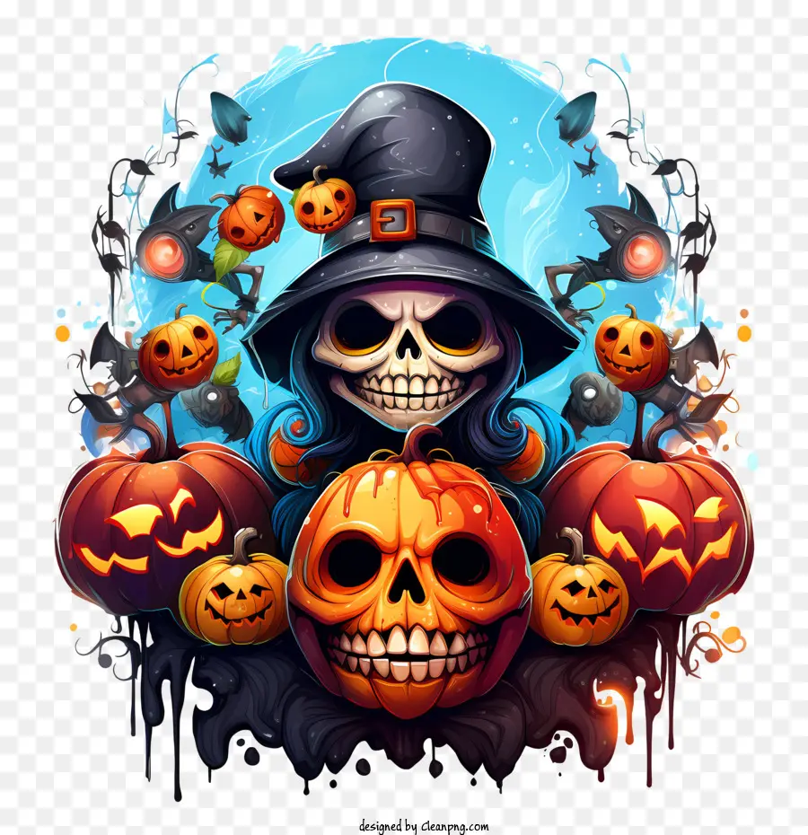 Fiesta De Halloween，Calavera Con Sombrero PNG