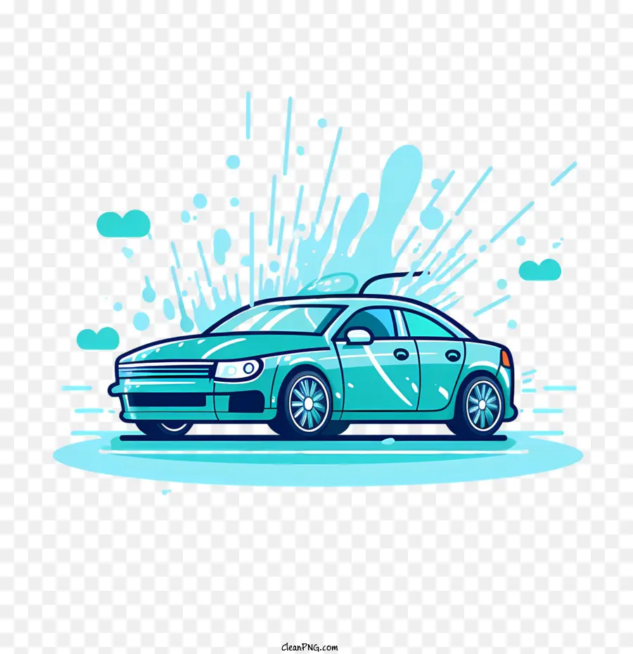 Lavado De Coches，Azul PNG